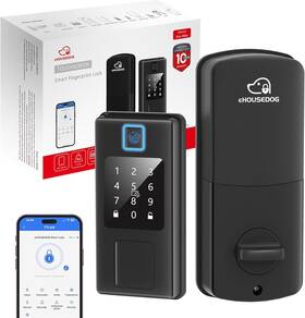 Ehd-sf01 Ehousedog Smart Keyless Entry Door Lock Fingerprint Digital Deadbolt Auto Black New