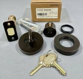 8423us10b Emtek Single Cylinder Modern Disc Deadbolt - Oil Rubbed Bronze