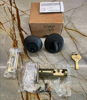8452 Emtek #2 Rose Single-sided Deadbolt - Flat Black Backset 2 3/8