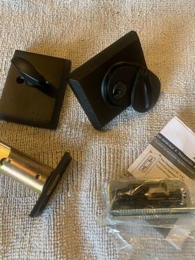 8465fb Emtek Sandcast Bronze Deadbolt Single Cylinder And Flap # 3 Flat Black Open