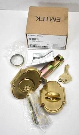 8466us7 Emtek Single Handle #8 Style Deadbolt Keyed Entry French Antique Finish