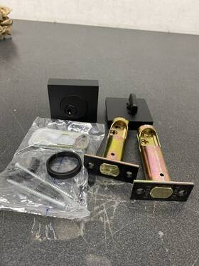 8469us19 Emtek Square Brass Single Cylinder Deadbolt - Flat Black