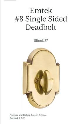 8566us7 Emtek # 8 Single Sided Deadbolt French Antique Brass Finish New In Box