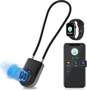 Eseesmart 445009737770 Fingerprint Cable Lock Long Shackle Padlock With App Cont