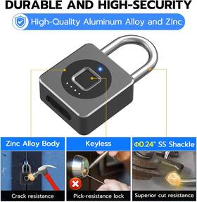 Esmartlock 744110296044 Fingerprint Gym Locker Lock Keyless Biometric Padlock Weatherproof Electron