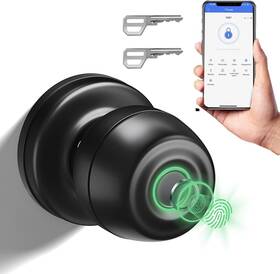 S08t Euerte Smart Door Knob With Fingerprint Biometric Lock Black