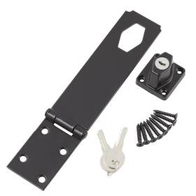 33617 Everbilt Key Locking Hasp 6in Black Steel Door Gate Shed Lock Secure Safety