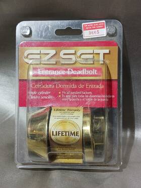 Ez-set 087305201608 Inch Entrance Deadbolt Lock Single Cylinder 2 Keys Polished Brass New