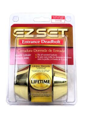 Ez-set 087305201615 Entrance Deadbolt Lock Double Cylinder 2 Keys Polished Brass New