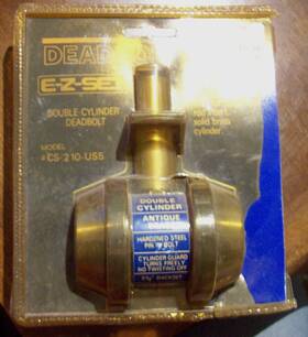Cs-210-us5 Ez-set E-z-set Double Cylinder Deadbolt Antique Brass Door Lock With Keys New Old Stock