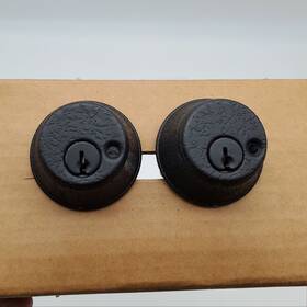 980-19e Falcon Deadbolt Double Cylinder Etched Black 2-3/8 Inch Backset 930 Bore In Usa Made