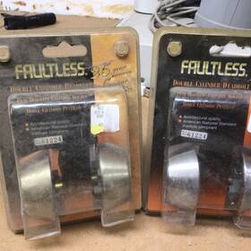 Db62 Faultless 050134060197 Nos Double Cylinder Dead Bolt Door Lock Pair Keyed Alike Ss