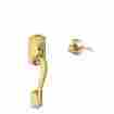 Fe285 Camelot Front Entry Handle Accent Left-handed Interior Lever Bright Brass