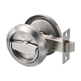 Fipux 766549954463 Pocket Door Lock Stainless Steel 304 Sliding Barn Latch Silver