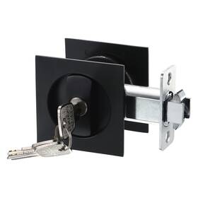 Fipux 766549954487 Pocket Door Lock W Key Stainless Steel Recessed Sliding Barn Latch Matte Black