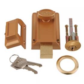First Watch Security 744110788037 Polished Brass Door Night Deadlock Deadbolt And Locking Cylinder