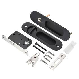 Fixinairp 619668044846 Sliding Door Lock With Key Black For Furniture Hardware Privacy Pocket