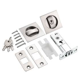Fixinairp 619668191885 Pocket Door Lock With Keys Silver Invisible Recessed Handle Latch