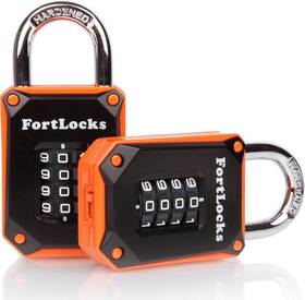 43398-35634 Fortlocks 2 Pack Orange 4-digit Combination Lock - Heavy Duty Ef Of Pk Black/orange