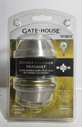 0118014 Gatehouse Gate House Double Cylinder Deadbolt Brushed Stainless Steel Finish New