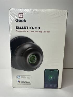 K01-05 Geek Smart Knob Fingerprint Access And App. Control Lock New Open Box Black