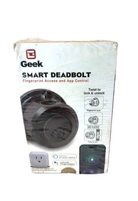 Geek Technology Co 810112572810 Smart Fingerprint And App Control Round Deadbolt In Black Model F08