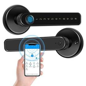 Gekrone 795261374327 Fingerprint Door Lock With Touchscreen Smart Room App Lever - Black