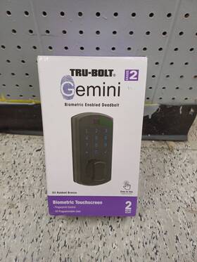 Gemini 048037351634 Tru-bolt Biometric Electronic Keyless Entry Door Deadbolt Grade 2 Black