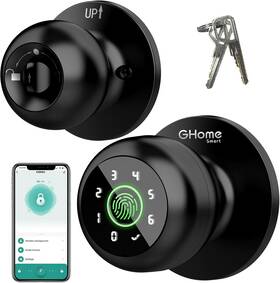 Ghome Smart 313101444445 4-in-1 Door Knob Fingerprint Lock With Keypad Biometric