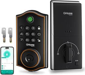 Ghome Smart 711181354874 Deadbolt Lock - Keyless Entry App Control Fingerprint Black