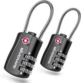 Giverare 778957838891 2 Pcs Tsa Approved Luggage Locks Combination One Size Pack Black