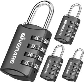 Giverare 778957838976 4 Pack Combination Lock 4-digit Padlock Keyless Resettable