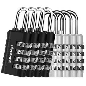 Ch20hbs Giverare 8 Pack Combination Lock 4-digit Padlock Keyless Resettable 4black4silver
