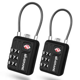 Chtsa533 Giverare 2 Pack Tsa Approved Travel Luggage Locks Metal Cable Small Black