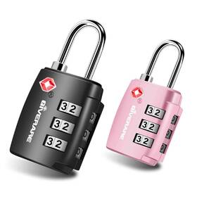 Tsa-551 Giverare 2 Pack Tsa Approved Travel Luggage Locks Combination Lock Small Black Pink