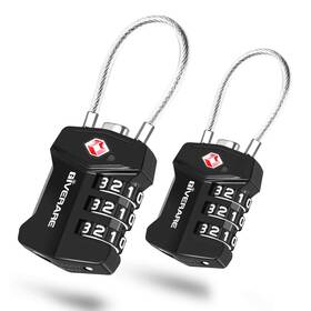 Tsa532 Giverare 2 Pack Tsa Approved Travel Luggage Locks Cable Combination Lock Alloy Black