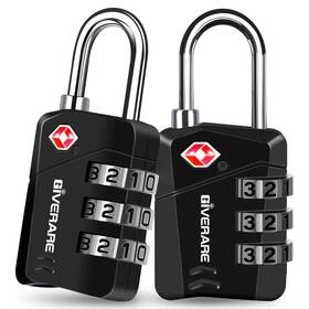 Tsa558 Giverare 2 Pack Tsa Approved Travel Luggage Locks Metal Combination Lock Alloy Black