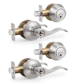 Gobrico 715668046900 Satin Nickel Keyed-alike Door Levers And Single 2 Pack