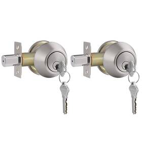 Gobrico 716788920354 2 Pack Keyed-alike Brushed Nickel Double Cylinder Deadbolts With Lock And Key