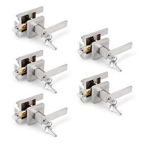Gobrico 717332815966 5 Pack Exterior Door Levers Satin Nickel Entry-different Keys 5pack