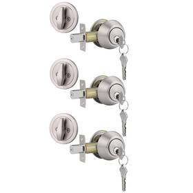 Gobrico 718399316984 3 Satin Nickel Keyed Alike Single Deadbolts Door Locks With Same Key E