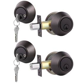 Gobrico 718399349838 2 Keyed Alike Double Cylinder Deadbolts Door Locks With Same Key Oil Rubbed B