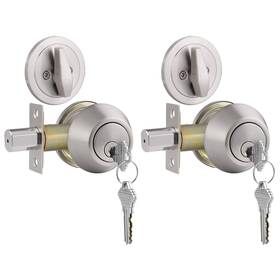Gobrico 718399374359 2 Keyed Alike Single Cylinder Deadbolts Door Locks Satin Nickel