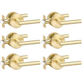 5643 Goldenwarm 6 Pack Gold Passage Door Handles Closet Lever