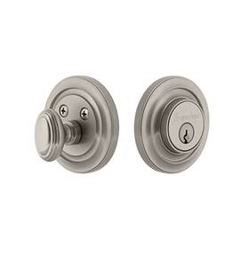 825887 Grandeur Single Cylinder Deadbolt With Circulaire Plate Satin Nickel