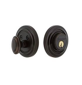 825900 Grandeur Single Cylinder Deadbolt With Circulaire Plate Timeless Bronze S Inch