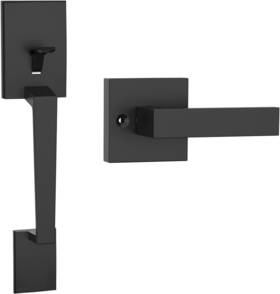 Am24us09 H&e 00bbc052 Matte Black Front Door Handle No Lock Exterior Set