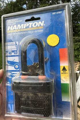 602-42081 Hampton High Security Outdoor Auto Long Shackle Steel Lock New