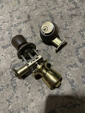 101-pb Hardware Supply Source Pair Brass Deadbolt Lock Door Gold Color Set Knob Key Entry