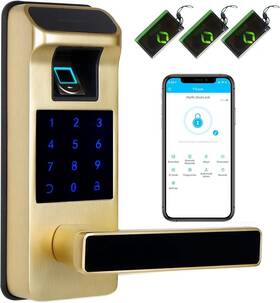 2978u Harfo Smart Door Lock Heavy Duty 5 In 1 Keyless Entry App Control Gold